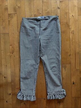 Rinascimento Black and White Gingham Ruffle Hem Pants